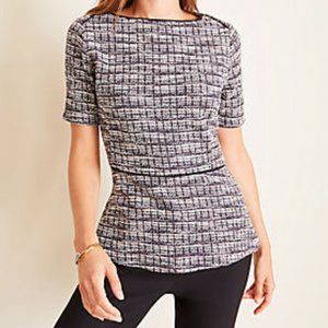 Ann Taylor Tweed Peplum Top - Size Small